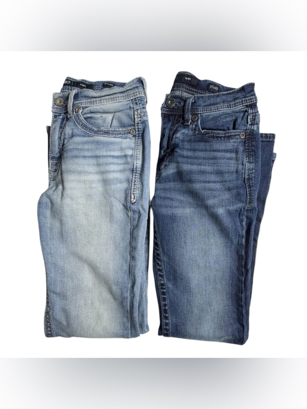 Two Pairs BKE Aiden Straight Jeans Cotton Regular Fit 5-Pocket Denim 27x32